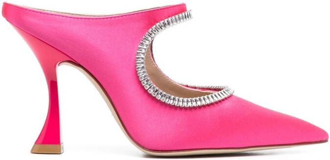 Stuart Weitzman crystal-embellished 110mm cut-out mules Pink