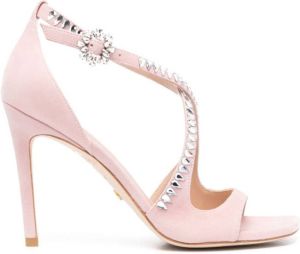 Stuart Weitzman crystal-embellished 110mm sandals Pink