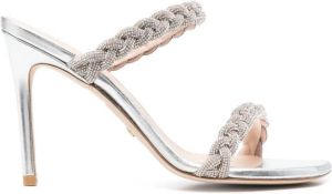 Stuart Weitzman crystal-embellished braided-strap sandals Grey