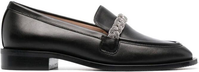 Stuart Weitzman crystal-embellished chain-link loafers Black