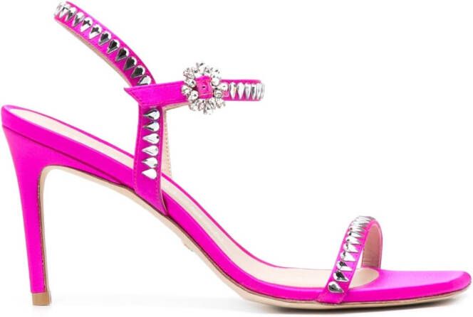 Stuart Weitzman crystal-embellished leather sandals Pink