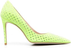 Stuart Weitzman crystal-embellished pointed-toe pumps Green