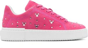Stuart Weitzman crystal-embellished suede sneakers Pink
