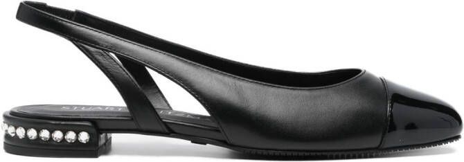 Stuart Weitzman Crystal Slingback leather ballerina shoes Black