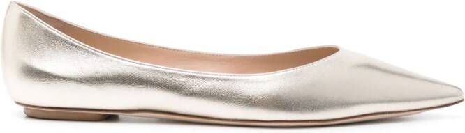 Stuart Weitzman Emilia metallic ballerina shoes Gold