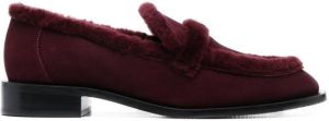 Stuart Weitzman faux-shearling suede loafers Red