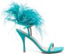 Stuart Weitzman feather-detail open-toe 115mm sandals Blue - Thumbnail 1