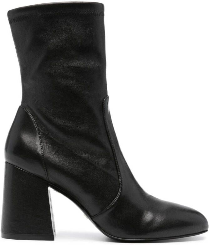 Stuart Weitzman Flareblock 85mm leather boots Black