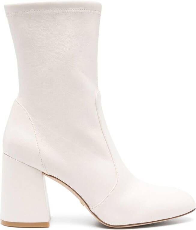 Stuart Weitzman Flareblock 85mm leather boots Neutrals