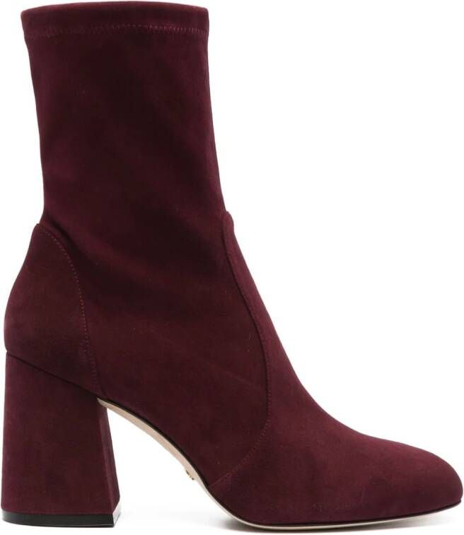 Stuart Weitzman Flareblock 85mm suede boots Red
