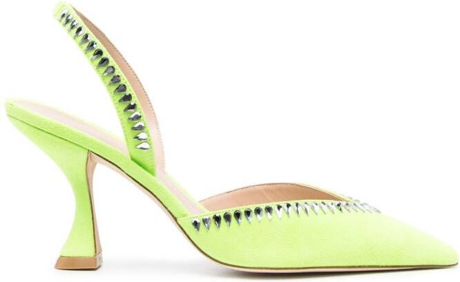 Stuart Weitzman Gemcut XCurve 85mm slingback pumps Green