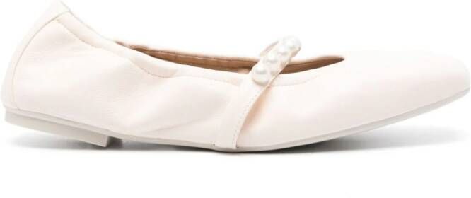 Stuart Weitzman Goldie leather ballerina shoes Neutrals