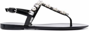 Stuart Weitzman Goldie pearl-embellished sandals Black