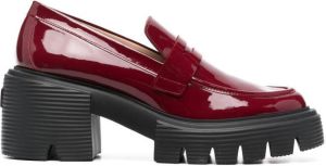 Stuart Weitzman heeled 75mm leather loafers Red