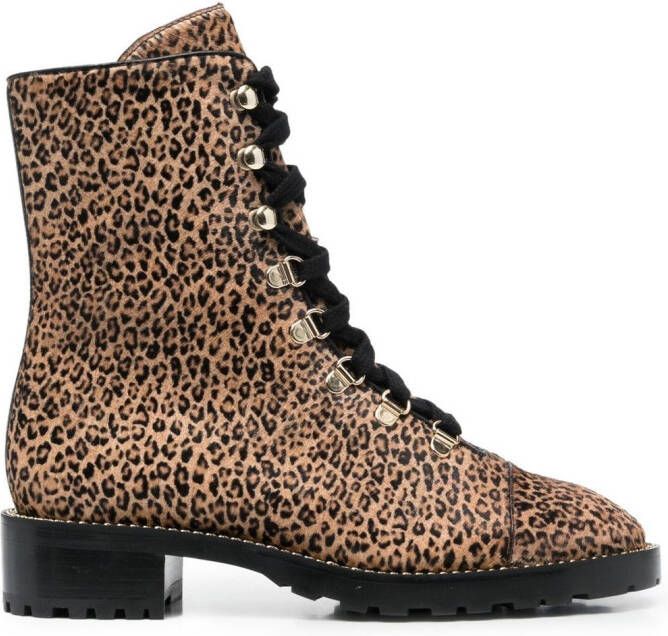 Stuart Weitzman jaguar-print 40mm ankle boots Brown