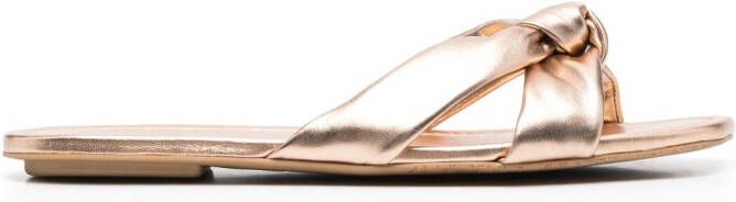 Stuart Weitzman knot-detail flat leather sandals Gold