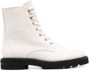 Stuart Weitzman lace-up leather ankle boots White