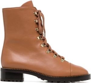 Stuart Weitzman lace-up leather boots Brown