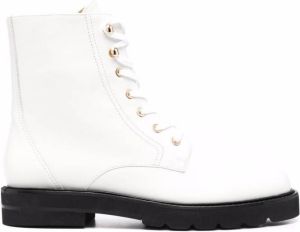 Stuart Weitzman lace-up leather boots White