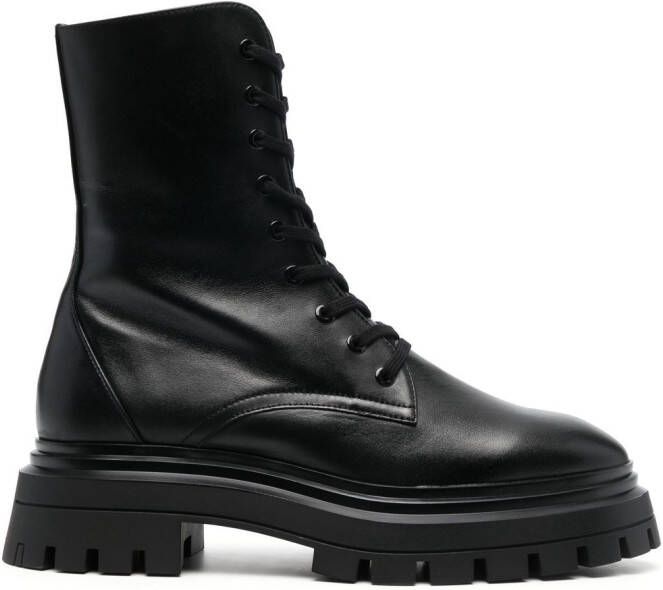 Stuart Weitzman leather lace-up boots Black