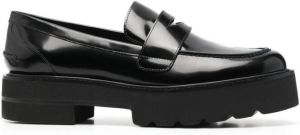 Stuart Weitzman leather penny-slot loafers Black