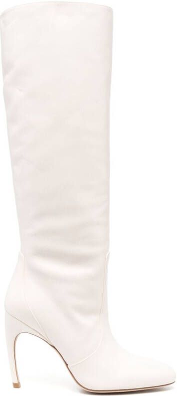 Stuart Weitzman Luxecurve 100mm leather boots White