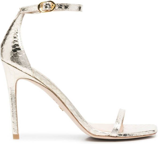 Stuart Weitzman metallic-effect snakeskin-effect sandals Yellow