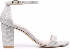 Stuart Weitzman Nearlynude 70mm glitter sandals Silver