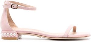 Stuart Weitzman Nudist Curve pearl-embellished sandals Pink