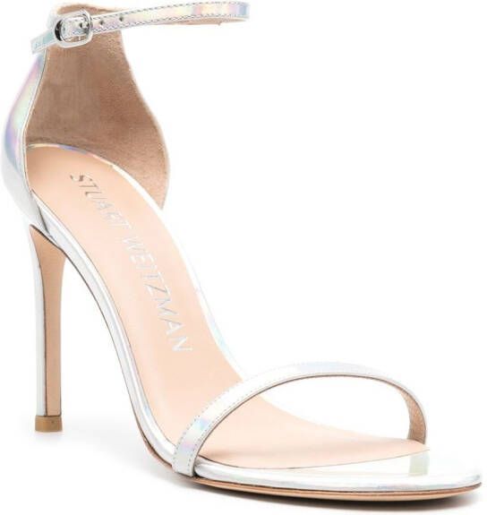 Stuart Weitzman Nudistsong 110mm iridescent sandals Silver