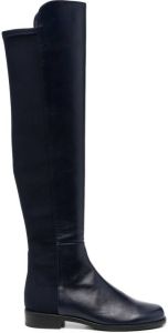 Stuart Weitzman panelled knee-length leather boots Blue