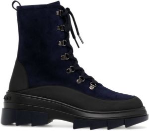 Stuart Weitzman panelled lace-up chunky boots Blue
