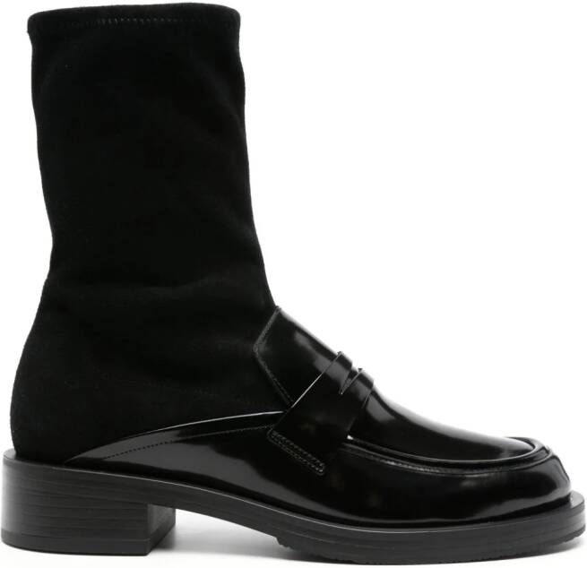 Stuart Weitzman panelled leather boots Black