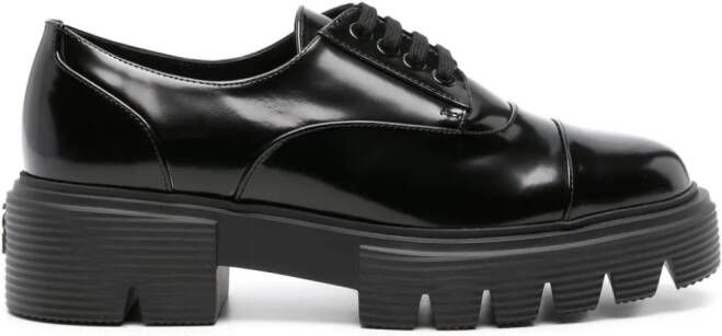 Stuart Weitzman patent-leather derby shoes Black