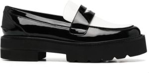 Stuart Weitzman patent two-tone platform loafers Black