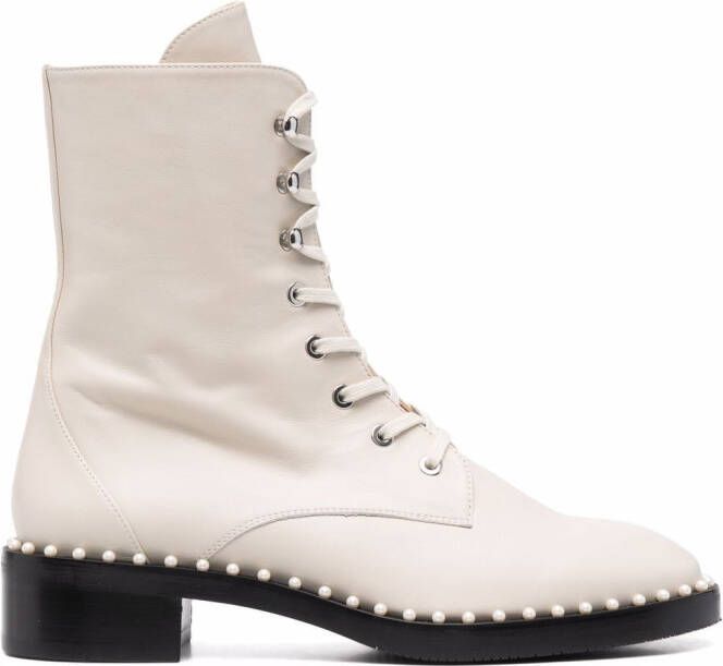 Stuart Weitzman pearl-embellished ankle boots Neutrals