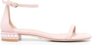 Stuart Weitzman pearl-embellished open-toe sandals Pink