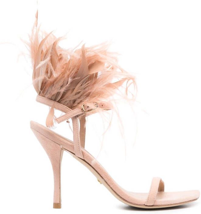 Stuart Weitzman Plume 100 feather-trimmed sandals Pink