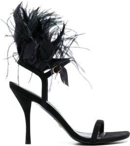 Stuart Weitzman Plume 115mm feather-trim heels Black