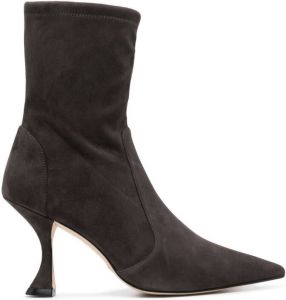 Stuart Weitzman pointed 90mm leather sock-style boots Grey