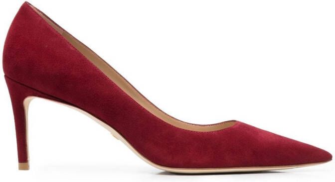 Stuart Weitzman pointed suede pumps Red