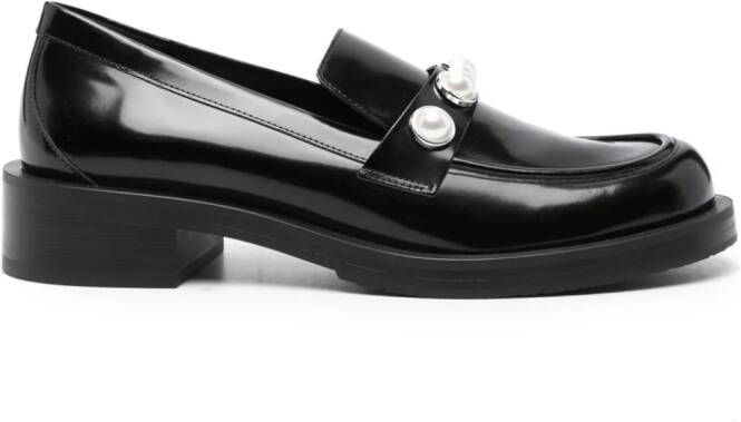 Stuart Weitzman Portia Bold embellished loafers Black