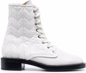Stuart Weitzman quilted lace-up boots White