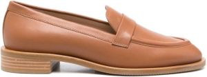 Stuart Weitzman round toe leather loafers Brown