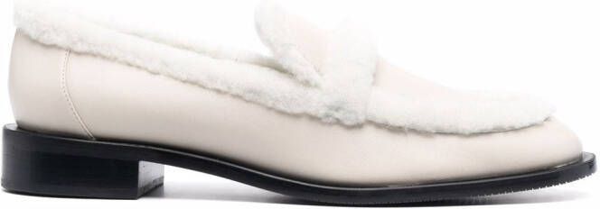 Stuart Weitzman shearling trim loafers Neutrals