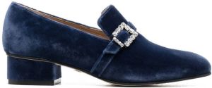 Stuart Weitzman side embellished-buckle loafers Blue