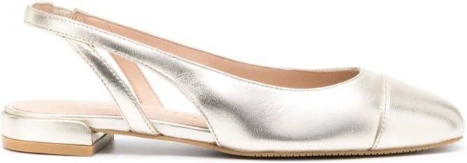 Stuart Weitzman slingback leather ballerina shoes Gold