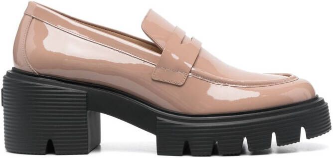 Stuart Weitzman Soho 60mm patent-finish loafers Pink