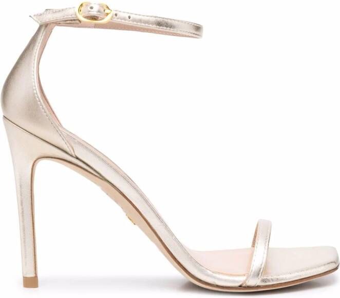 Stuart Weitzman square-toe metallic-effect sandals Gold