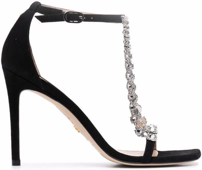 Stuart Weitzman Stardust 100mm crystal-embellished sandals Black